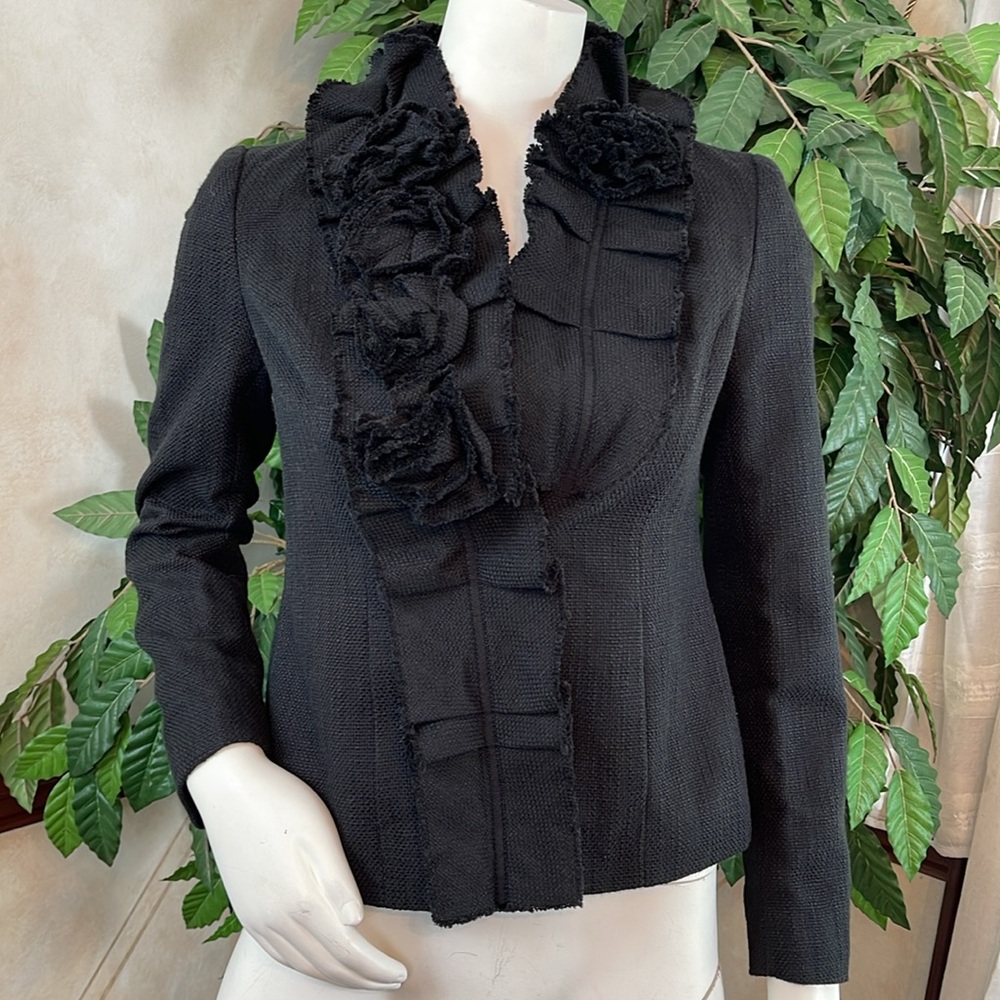 NY&CO BLACK ROSETTE LAPEL JACKET